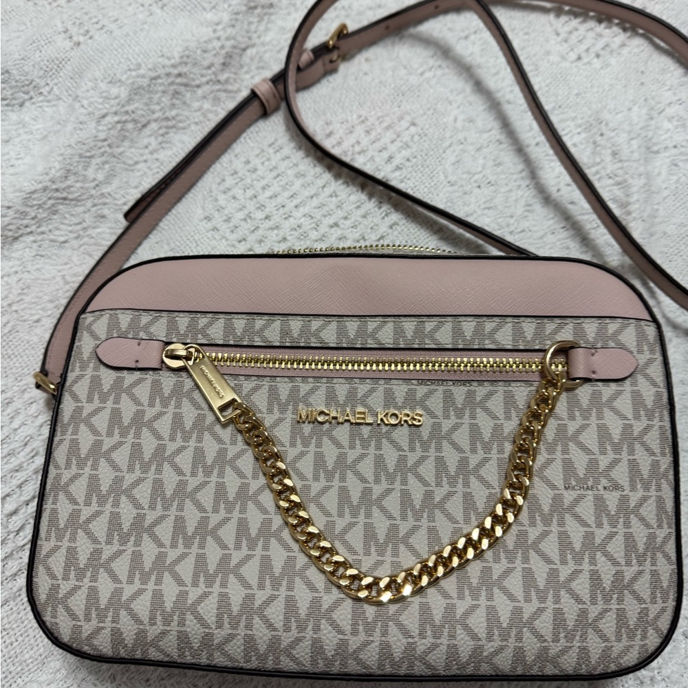 Michael Kors Pink and Beige Crossbody Bag